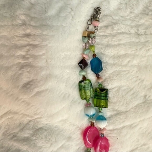 Multi-Colored Mixed Glass Beads & Stone Necklace - Picture 6 of 9